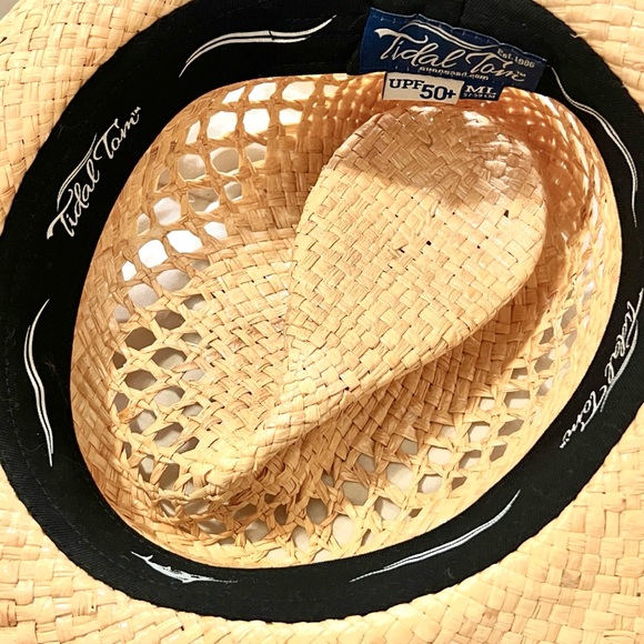 Tidal Tom Straw Cowboy Sun Hat UPF50+ Woman’s Woven Vented Western Tan,Size M/L - Picture 3 of 9
